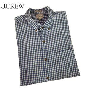 J.Crew Men's Large Brushed Twill Flannel Shirt Plaid AZ541 - Blue Check